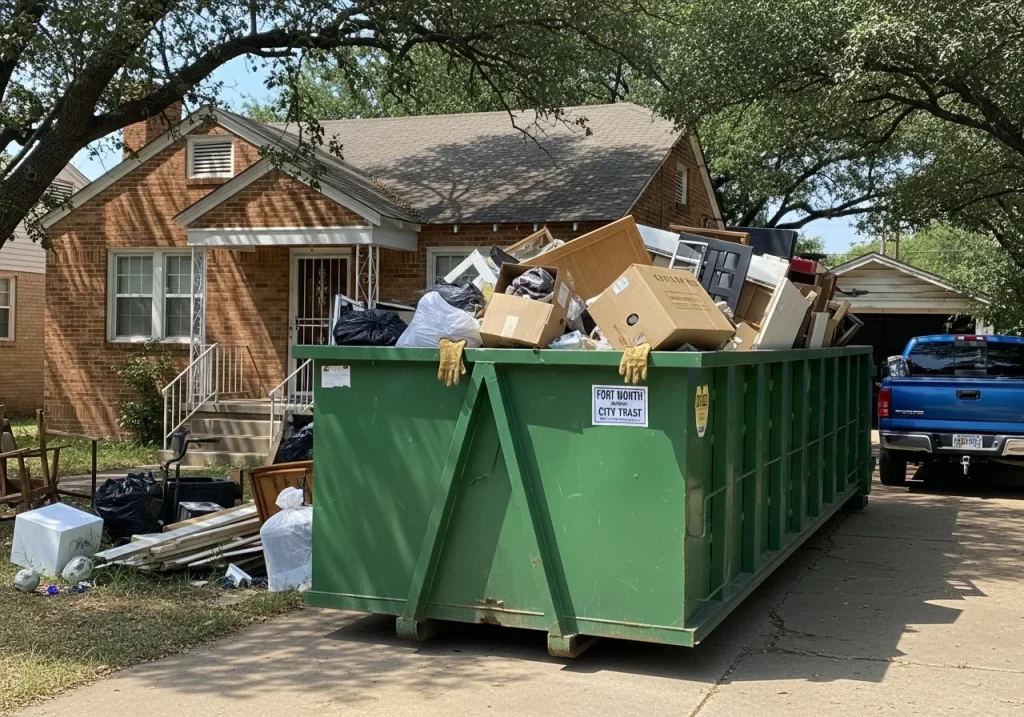 20-yard dumpster rental Fort Worth TX garage cleanout junk removal remodeling
