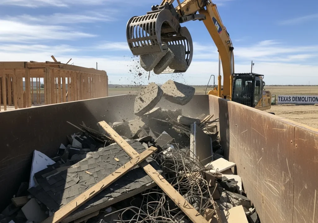 construction debris concrete roofing waste dumpster rental Fort Worth TX job site cleanup