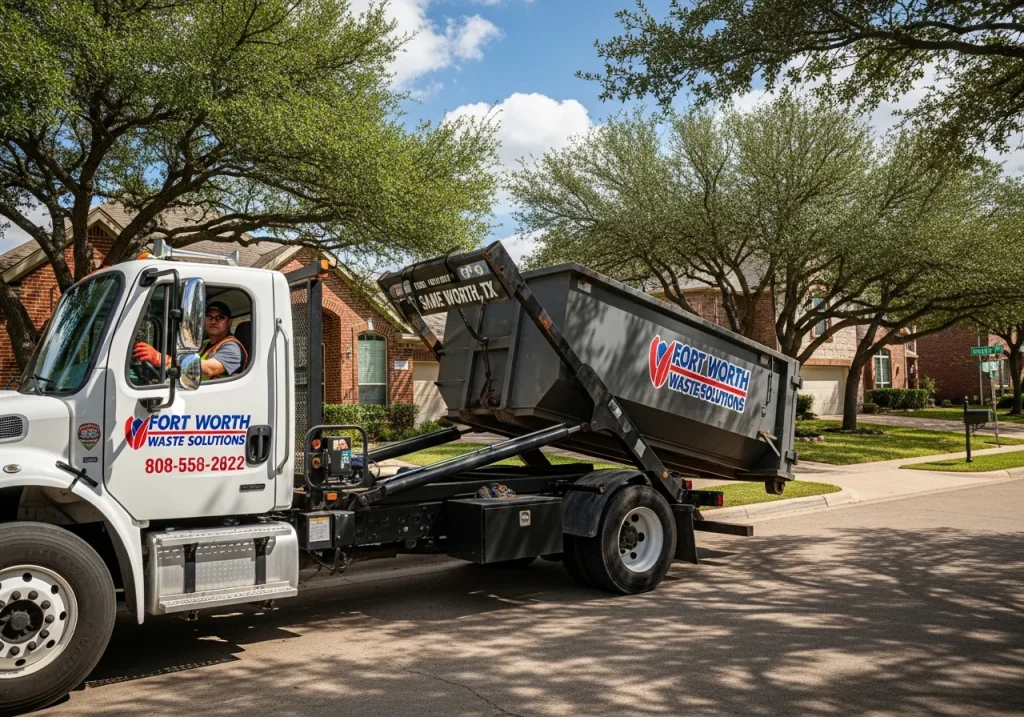 same-day dumpster delivery truck Fort Worth TX Tarrant County affordable roll-off