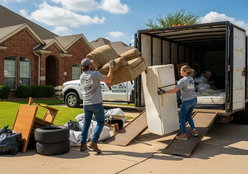 junk removal furniture appliances roll-off dumpster Fort Worth TX residential cleanout