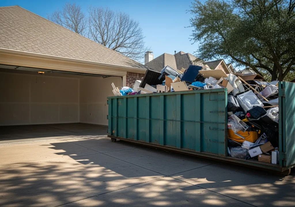 residential cleanout Fort Worth TX garage junk removal dumpster pickup complete