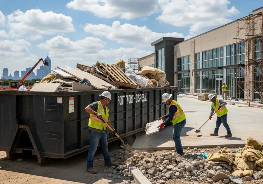 30-yard commercial construction cleanup roll-off dumpster Fort Worth TX debris removal